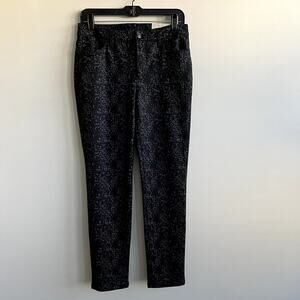 Chico's Slim Leg Ponte Pant 4 Pocket Black Grey Leopard Animal Print 2 NWT